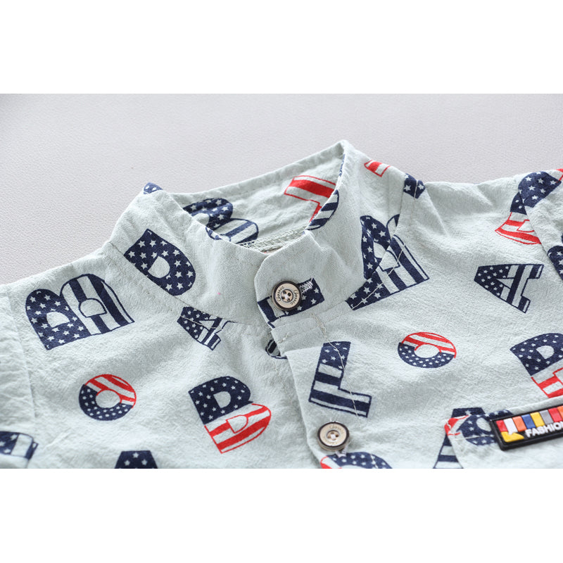 Boys Printed Pure Cotton Shirt with Shorts