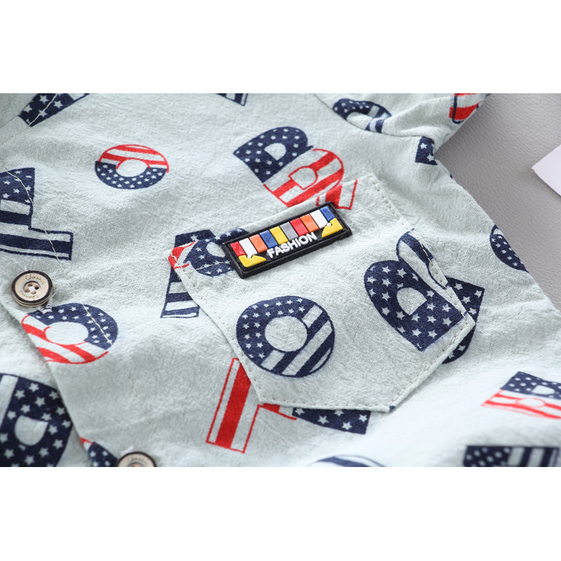 Boys Printed Pure Cotton Shirt with Shorts
