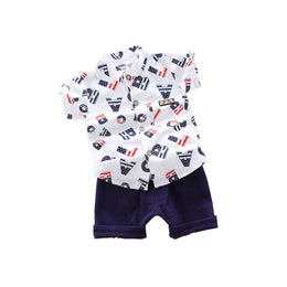 Boys Printed Pure Cotton Shirt with Shorts