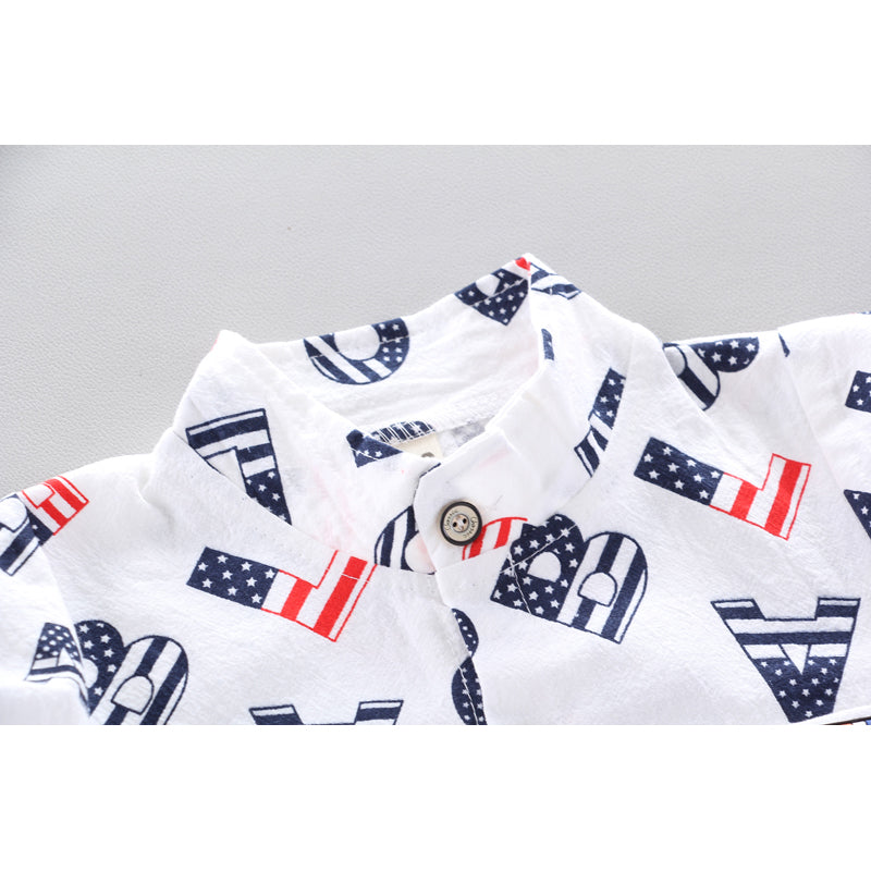 Boys Printed Pure Cotton Shirt with Shorts
