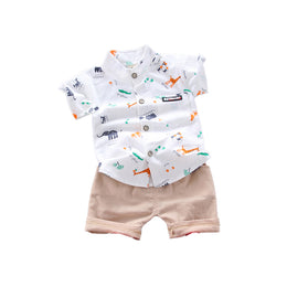Boys Printed Pure Cotton Shirt with Shorts