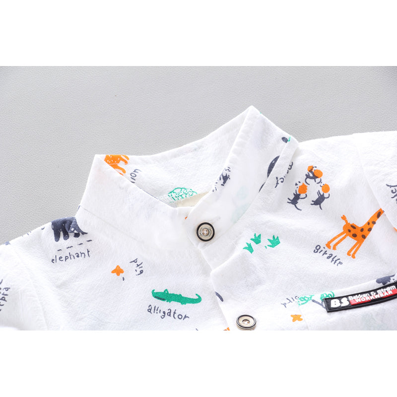 Boys Printed Pure Cotton Shirt with Shorts