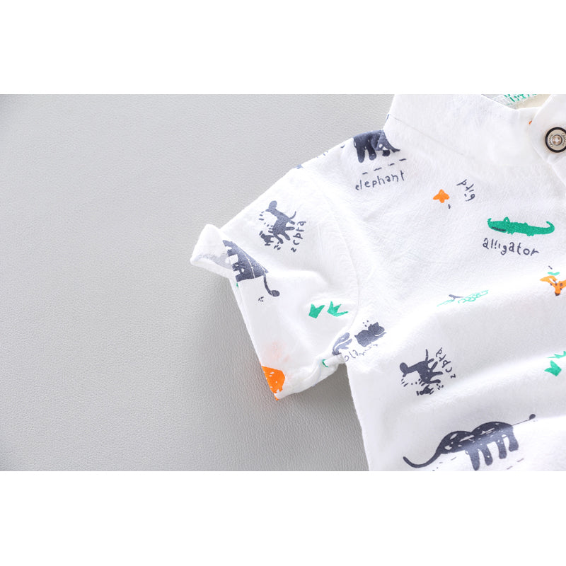 Boys Printed Pure Cotton Shirt with Shorts