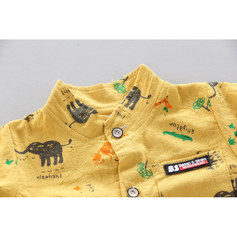 Boys Printed Pure Cotton Shirt with Shorts