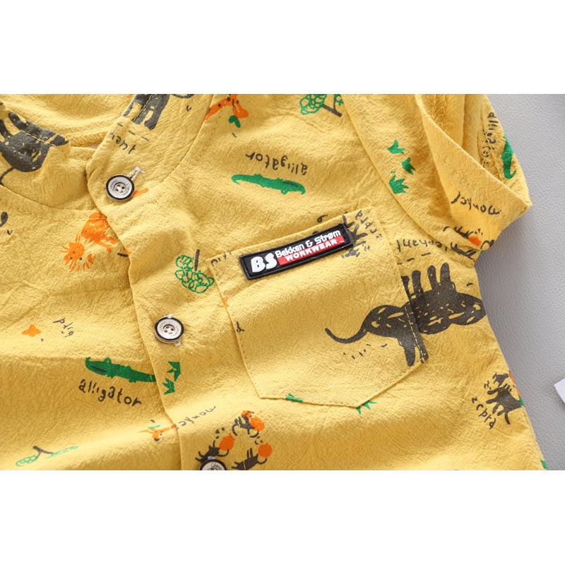 Boys Printed Pure Cotton Shirt with Shorts