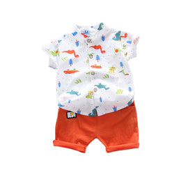 Boys Printed Pure Cotton Shirt With Shorts