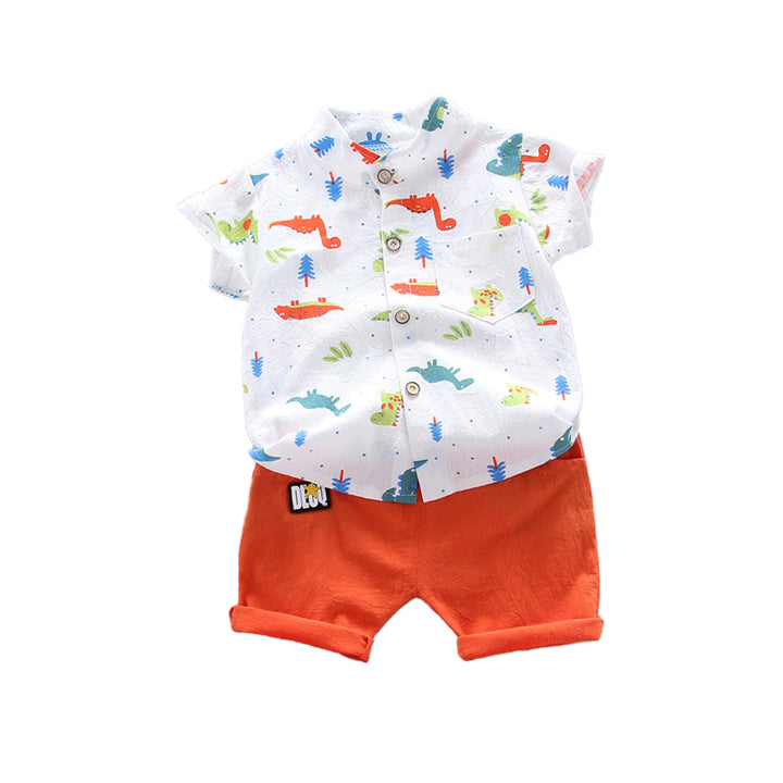 Boys Printed Pure Cotton Shirt With Shorts