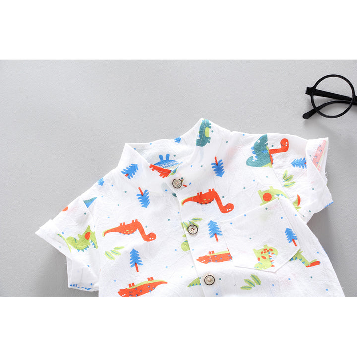 Boys Printed Pure Cotton Shirt With Shorts