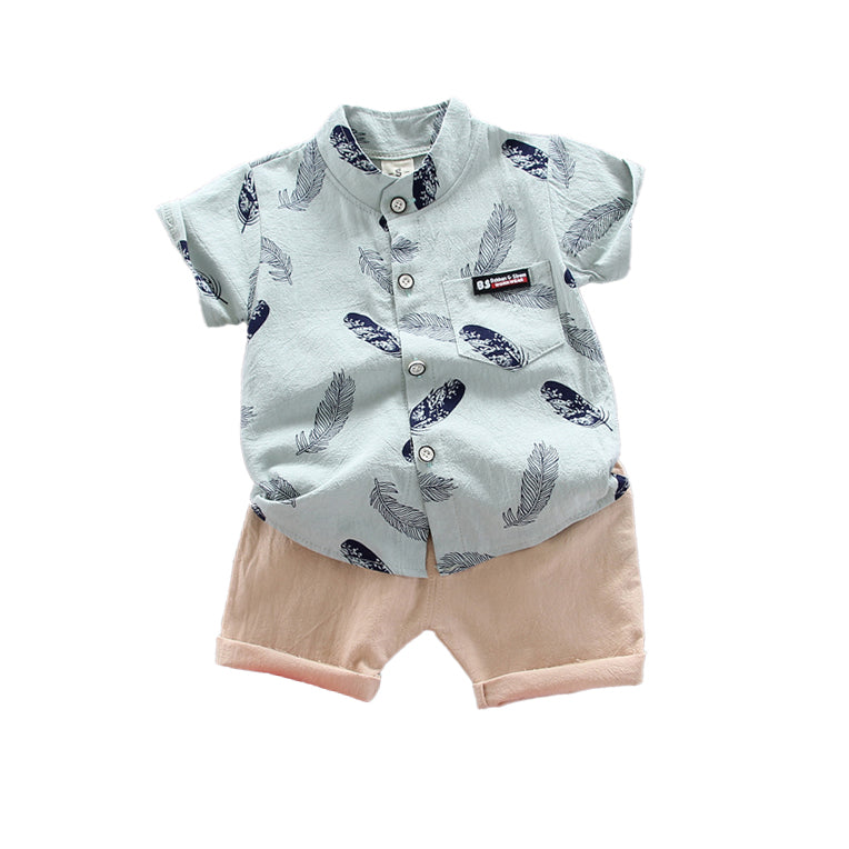 Boys Printed Pure Cotton Shirt with Shorts