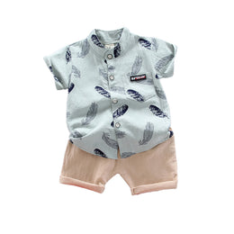 Boys Printed Pure Cotton Shirt with Shorts
