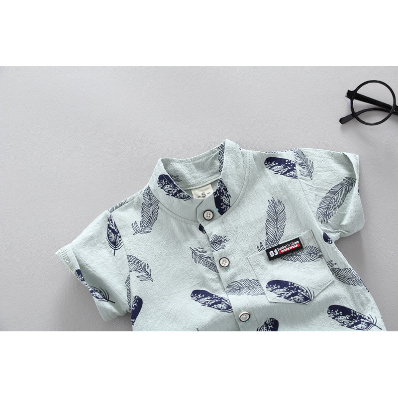 Boys Printed Pure Cotton Shirt with Shorts