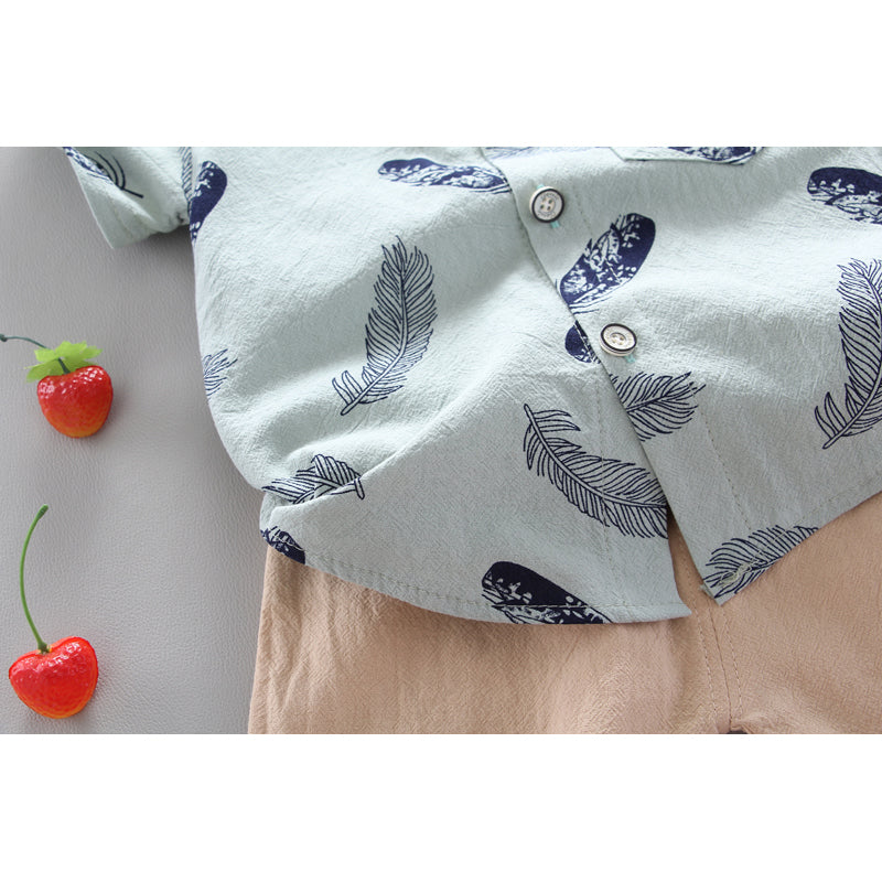 Boys Printed Pure Cotton Shirt with Shorts