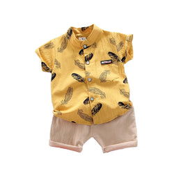 Boys Printed Pure Cotton Shirt With Shorts