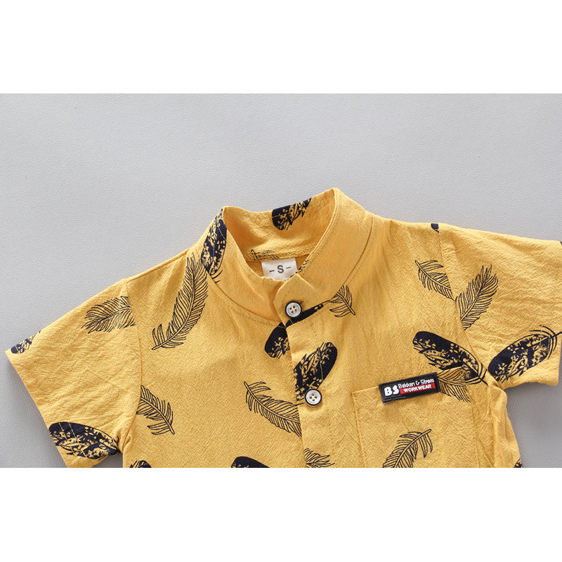 Boys Printed Pure Cotton Shirt With Shorts