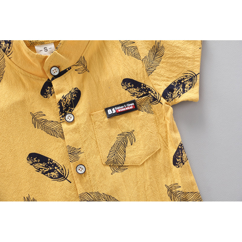 Boys Printed Pure Cotton Shirt With Shorts