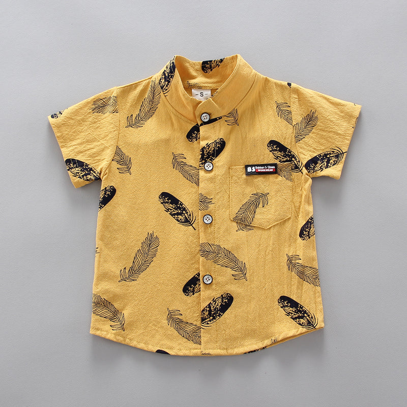 Boys Printed Pure Cotton Shirt With Shorts