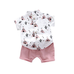 Boys Printed Pure Cotton Shirt With Shorts
