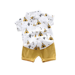Boys Printed Pure Cotton Shirt with Shorts