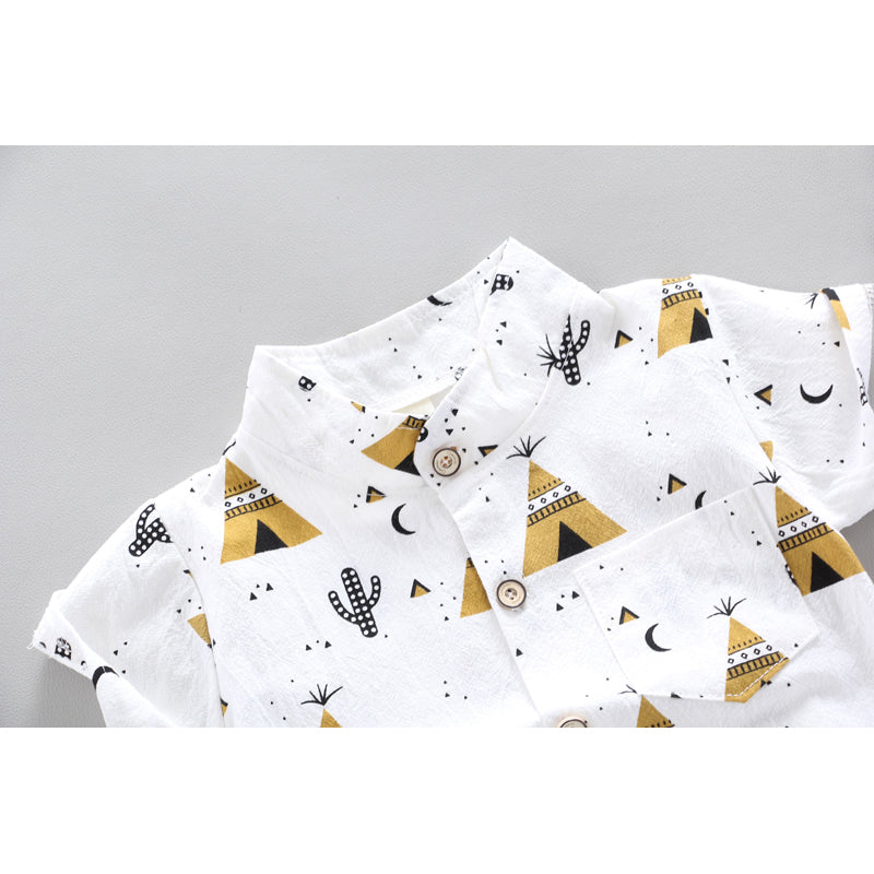 Boys Printed Pure Cotton Shirt with Shorts