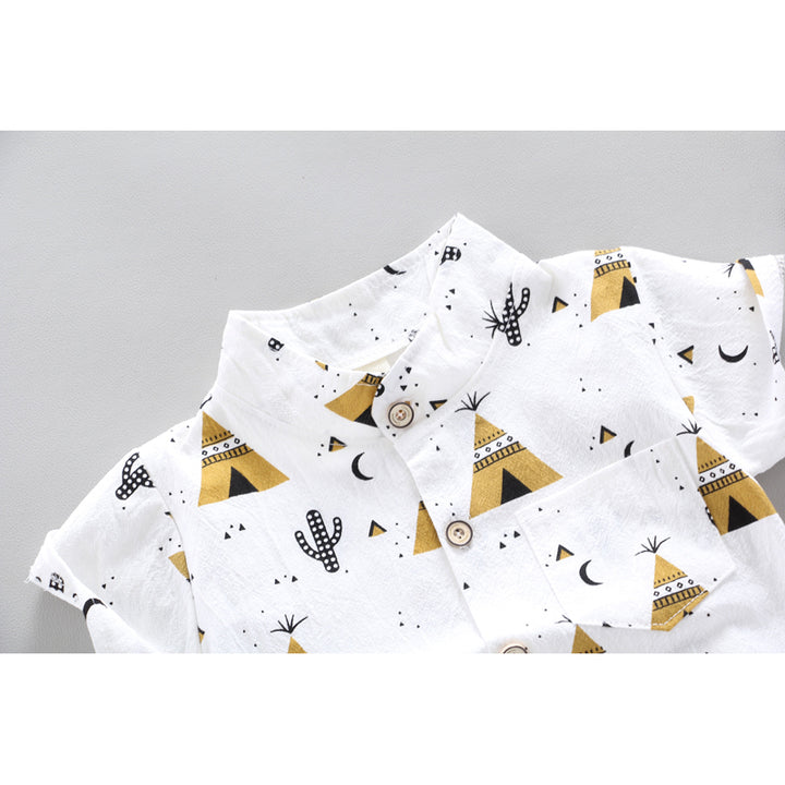 Boys Printed Pure Cotton Shirt with Shorts