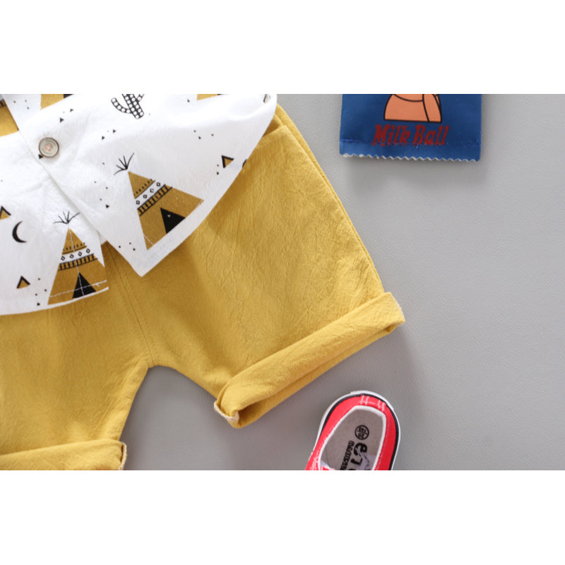 Boys Printed Pure Cotton Shirt with Shorts