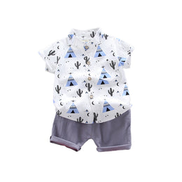 Boys Printed Pure Cotton Shirt with Shorts