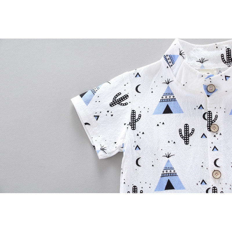 Boys Printed Pure Cotton Shirt with Shorts