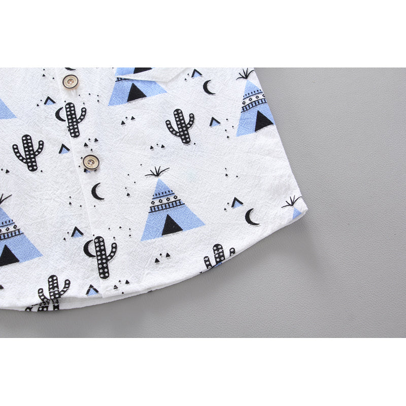 Boys Printed Pure Cotton Shirt with Shorts