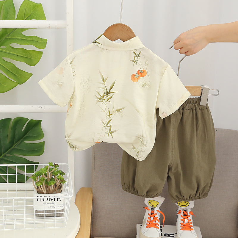 Printed Shirt and Shorts Set