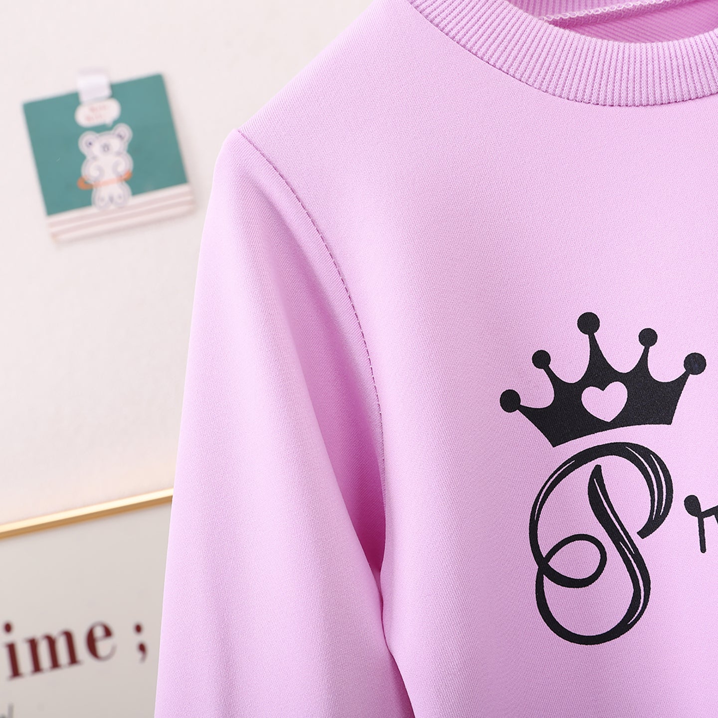 Girls Pink & Black Typography Printed Pyjamas