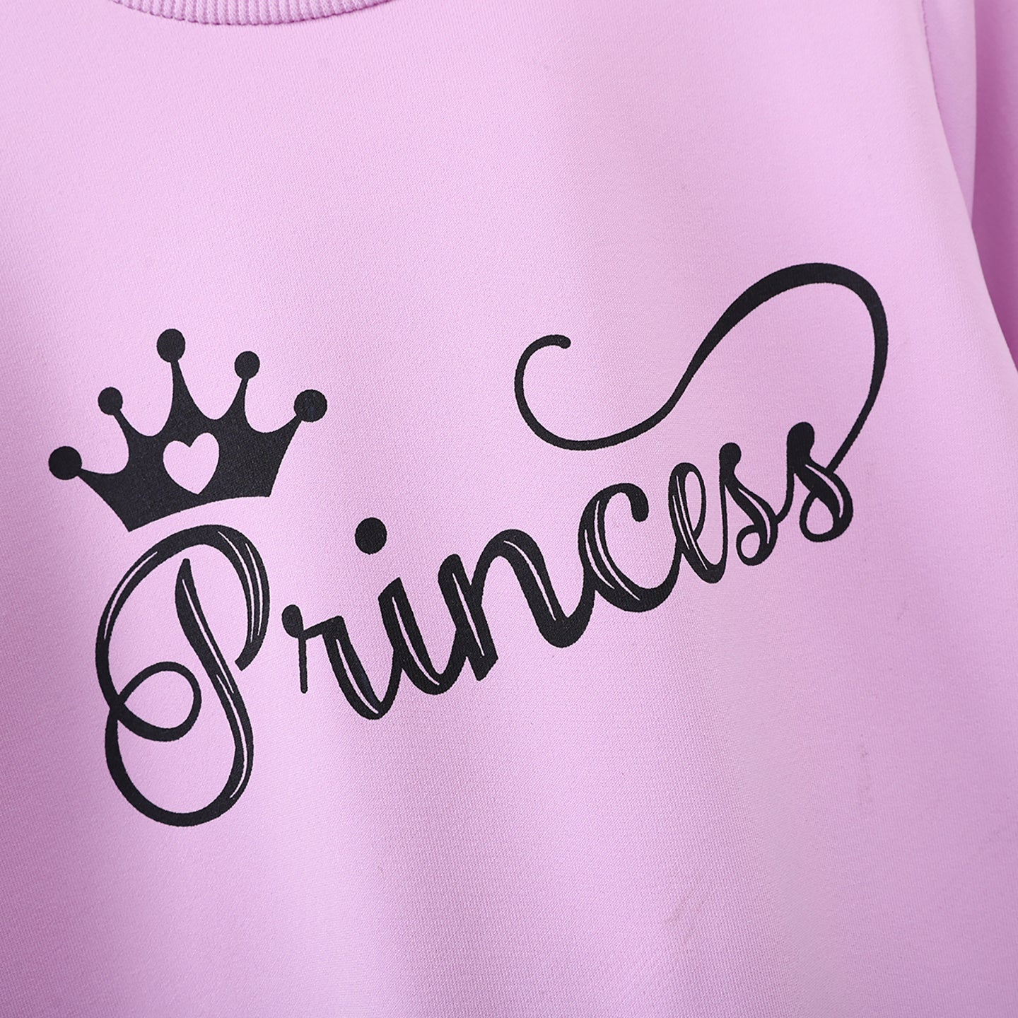 Girls Pink & Black Typography Printed Pyjamas