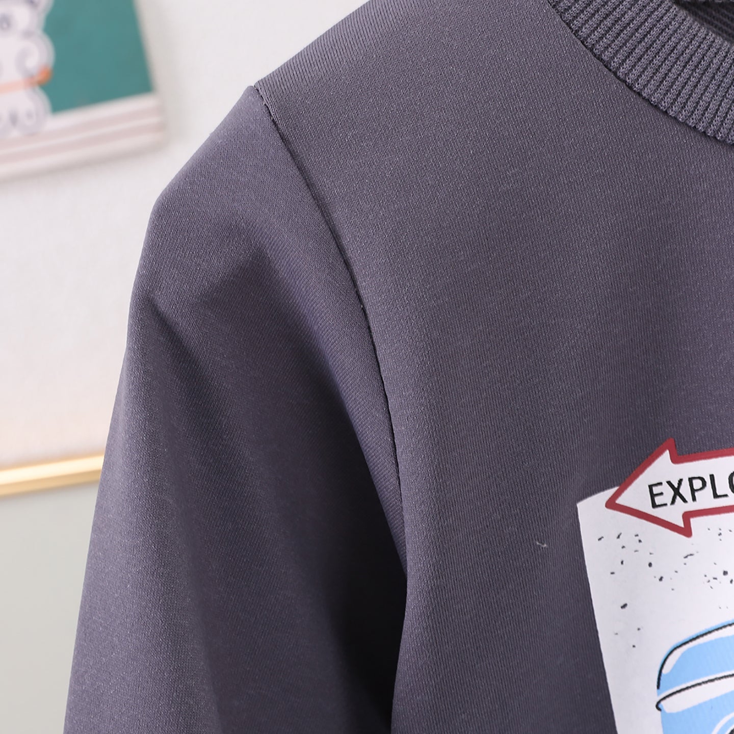 Boys Printed Round Neck Long Sleeves Sweatshirt With Jogger