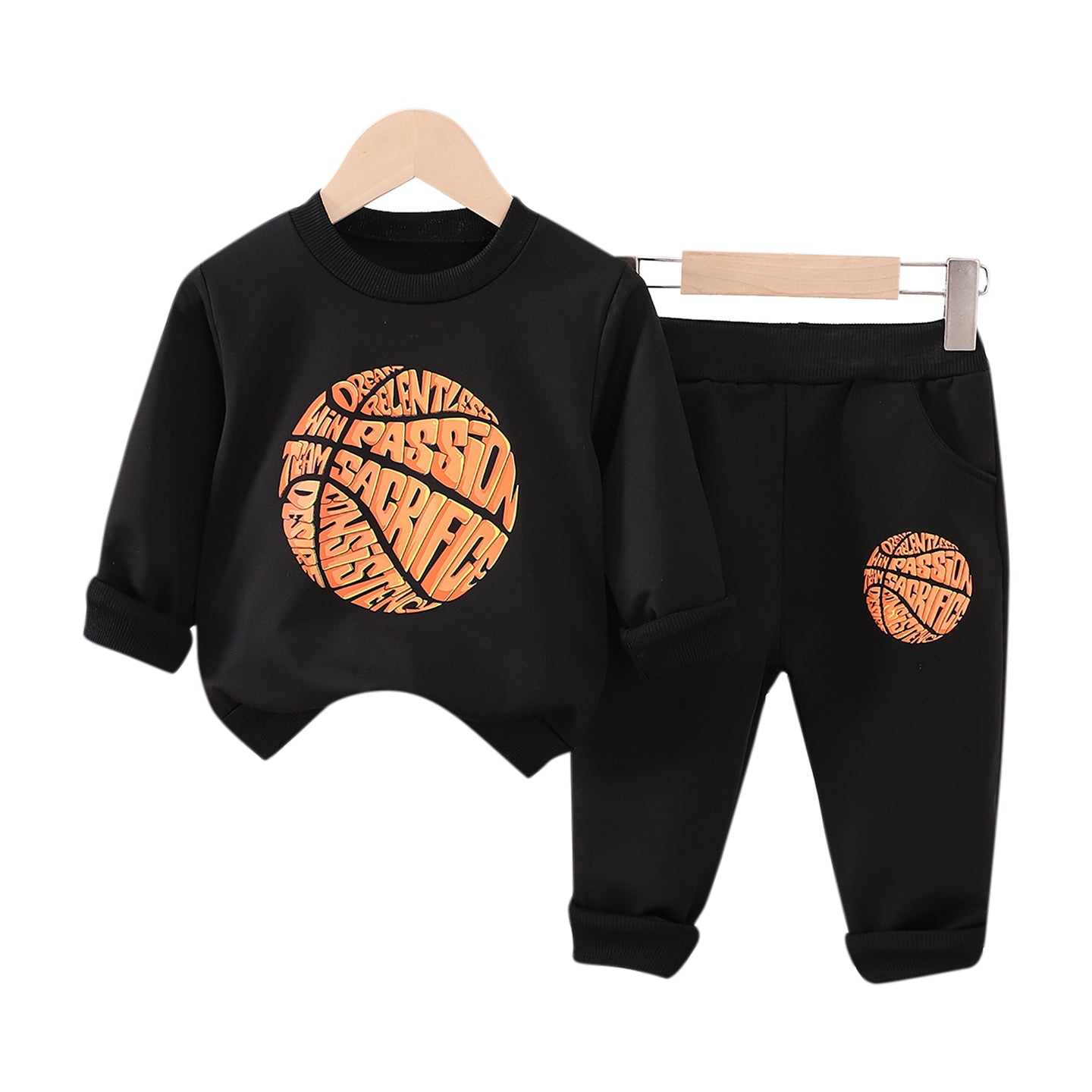 Boys Printed Round Neck Long Sleeves Sweatshirt With Jogger