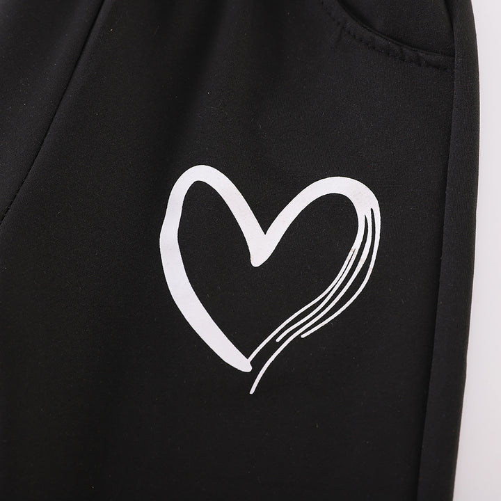 Girls Printed Round Neck Long Sleeves Sweatshirt With Jogger