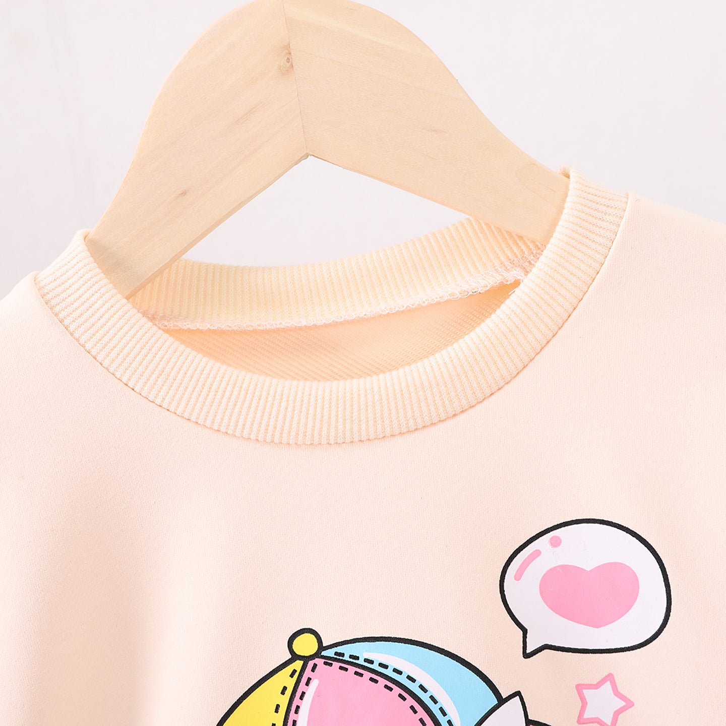 Girls Beige & Black Printed T-shirt with Pyjamas