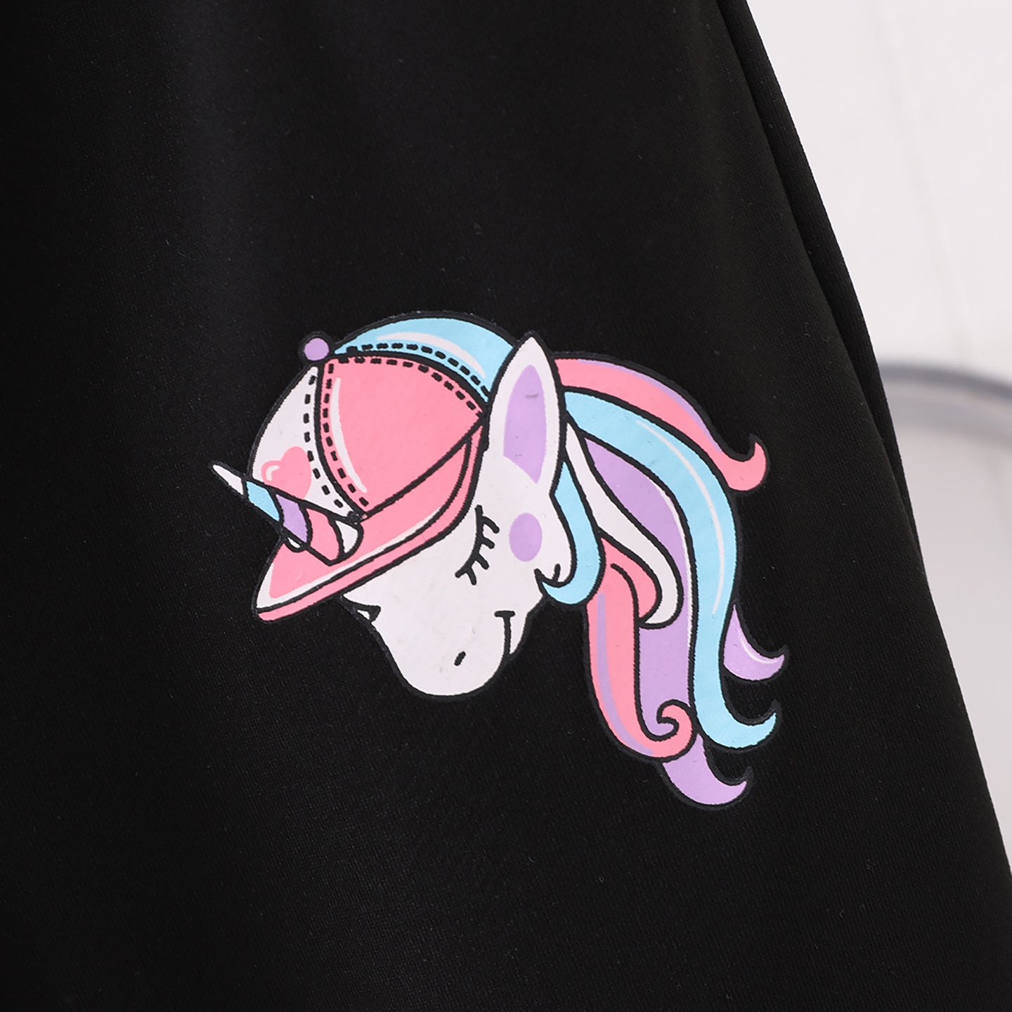 Girls Beige & Black Printed T-shirt with Pyjamas