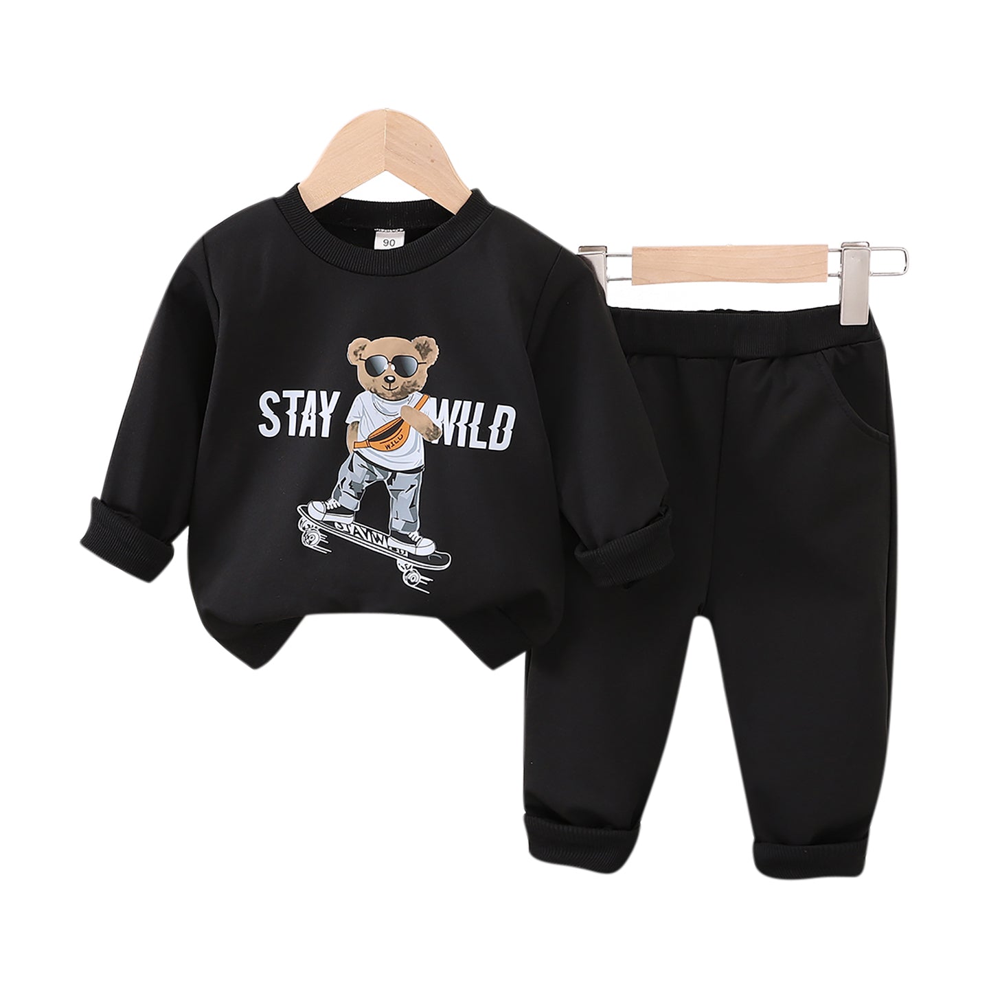 Boys Printed Round Neck Long Sleeves Sweatshirt With Jogger