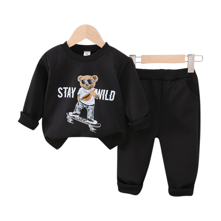 Boys Printed Round Neck Long Sleeves Sweatshirt With Jogger