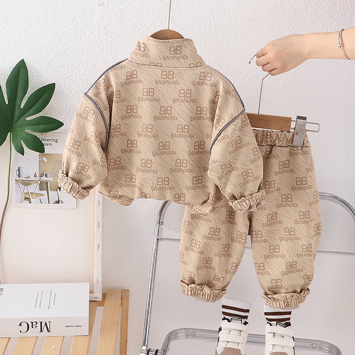 Kids Printed Pure Cotton Sweatshirt with Joggers