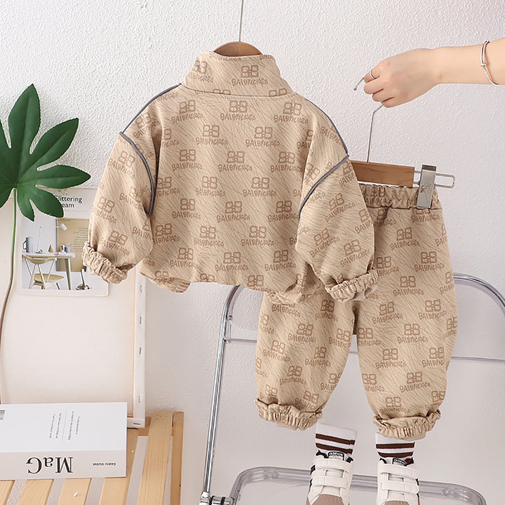 Kids Printed Pure Cotton Sweatshirt with Joggers