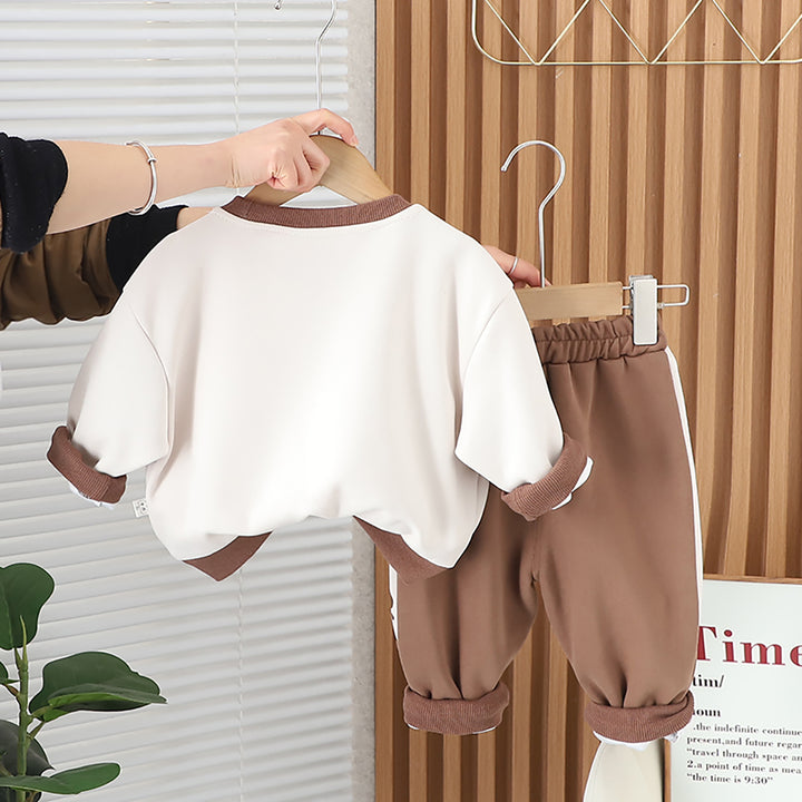 Kids Colourblocked Pure Cotton Sweatshirt with Trousers