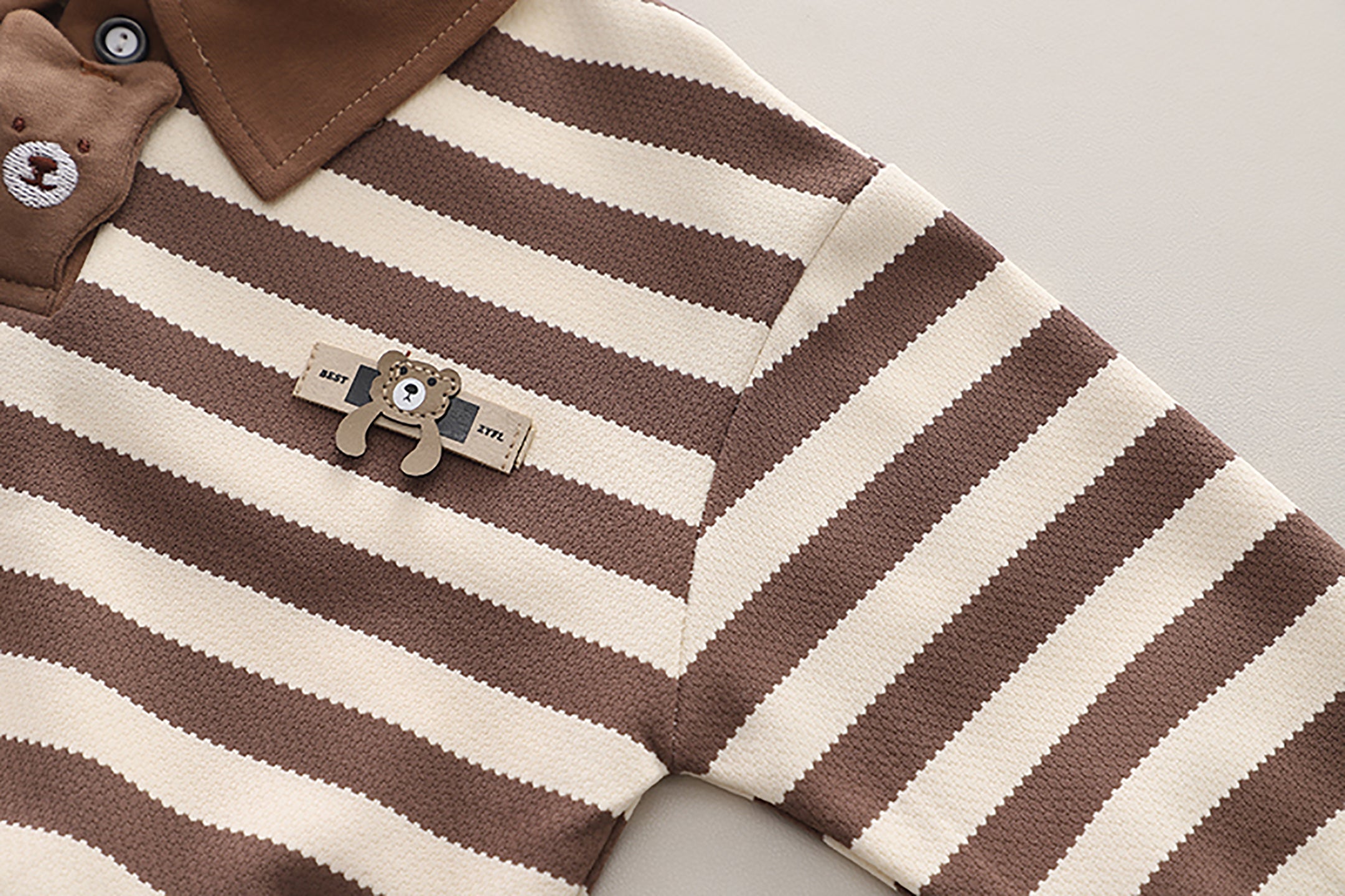 Kids Brown & White Striped Pure Cotton Top with Pyjamas