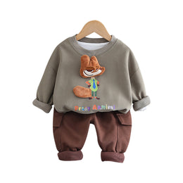 Kids Grey Typography Printed Pure Cotton T-shirt With Trouser