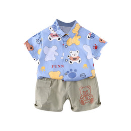 Boys Printed Short Sleeves Shirt With Shorts