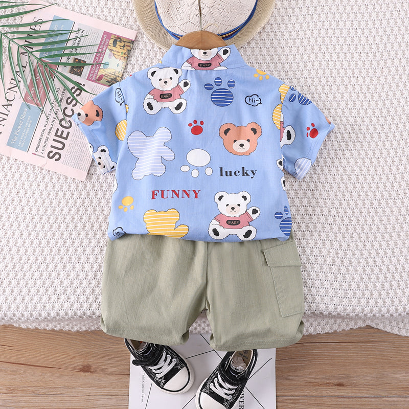Boys Printed Short Sleeves Shirt With Shorts