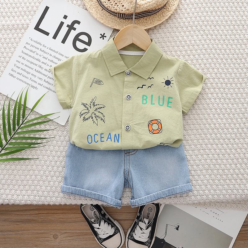 Printed Shirt and Shorts Set
