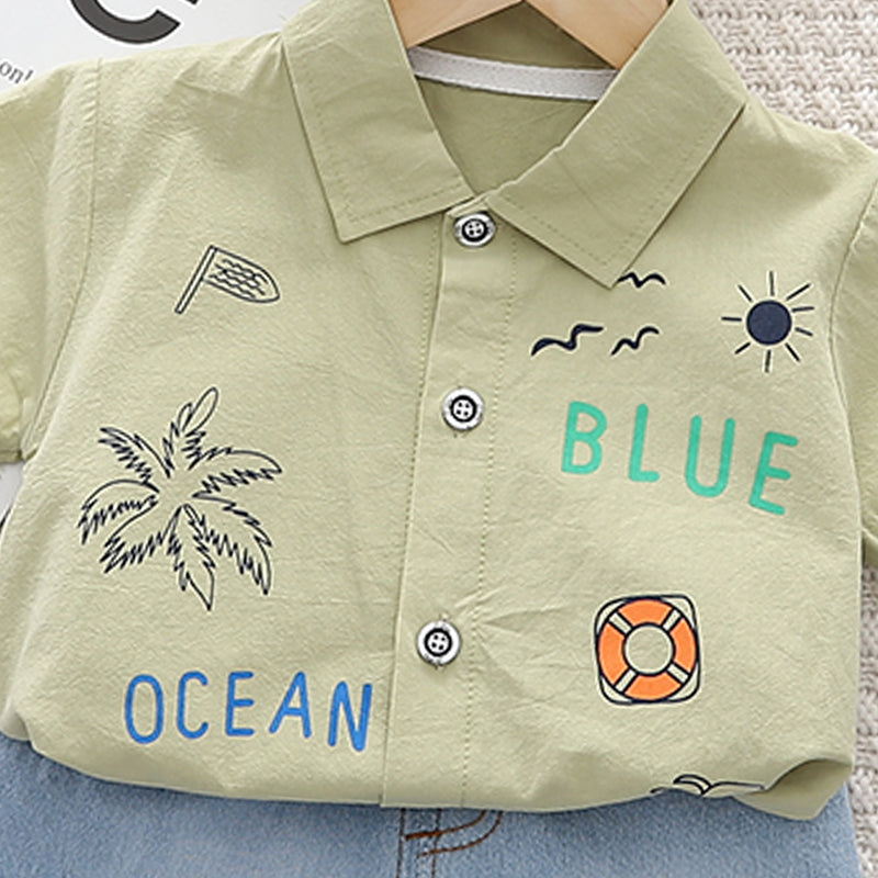 Printed Shirt and Shorts Set