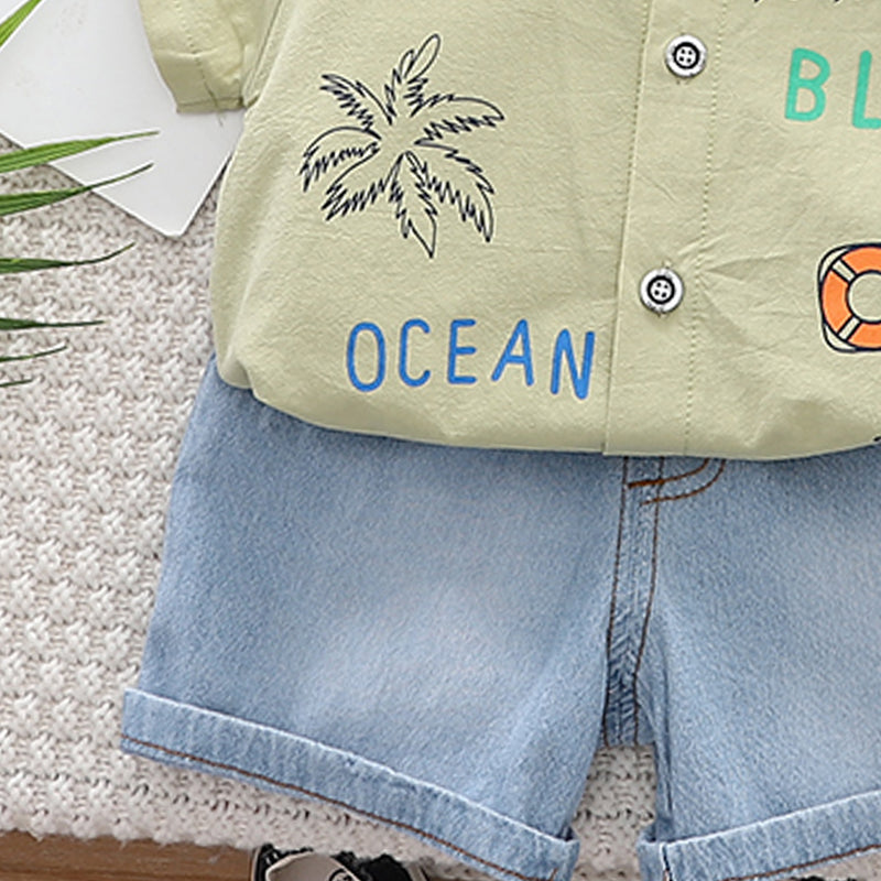 Printed Shirt and Shorts Set