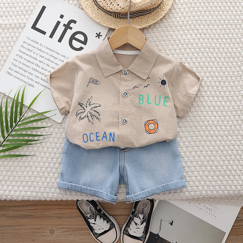 Printed Shirt and Shorts Set