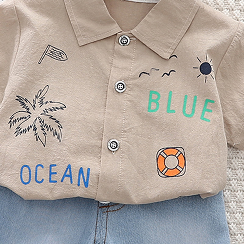 Printed Shirt and Shorts Set